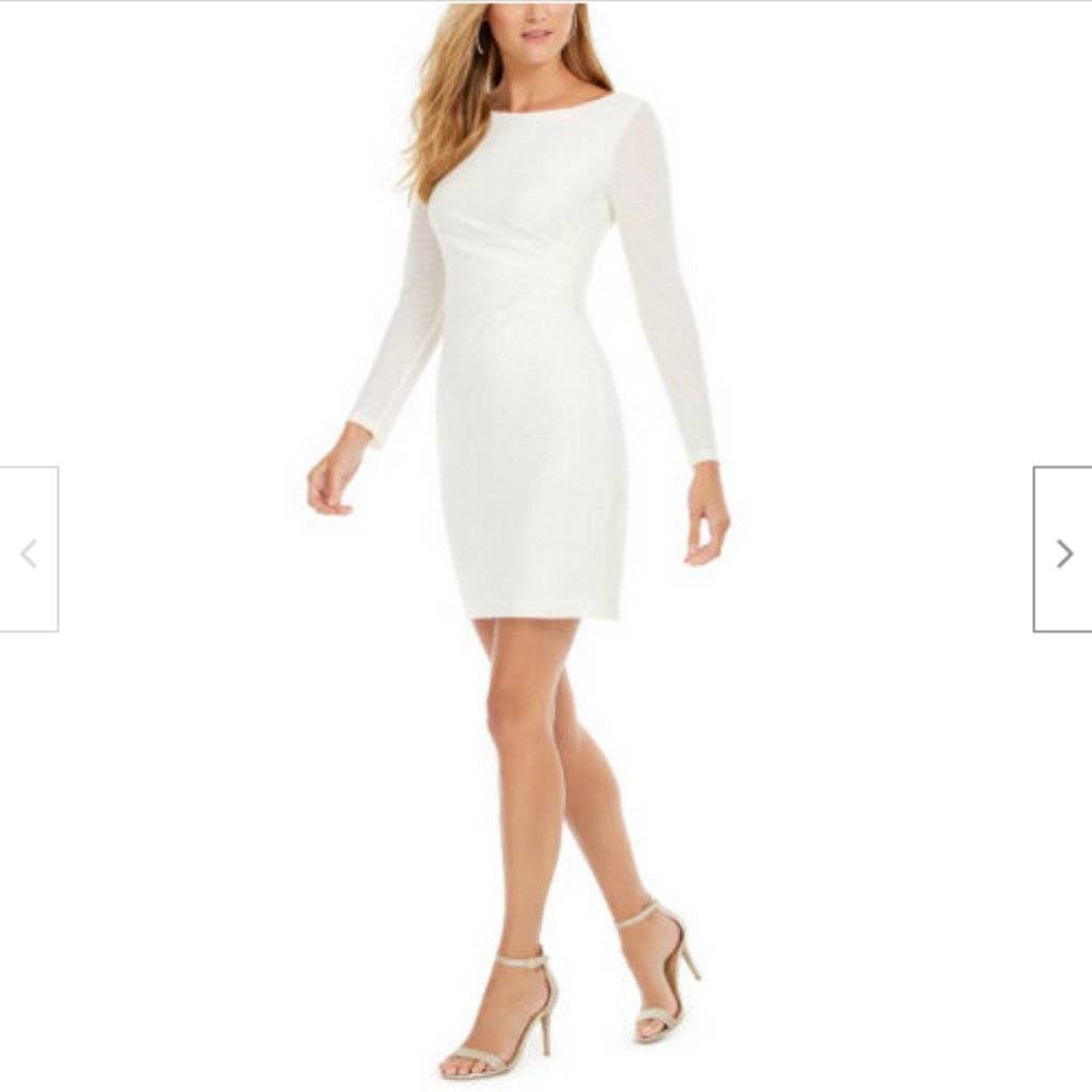 vince camuto white sequin dress Vince Camuto Women's Sequined Sheath Dress (10, Ivory)